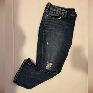 Silver distressed capri jeans